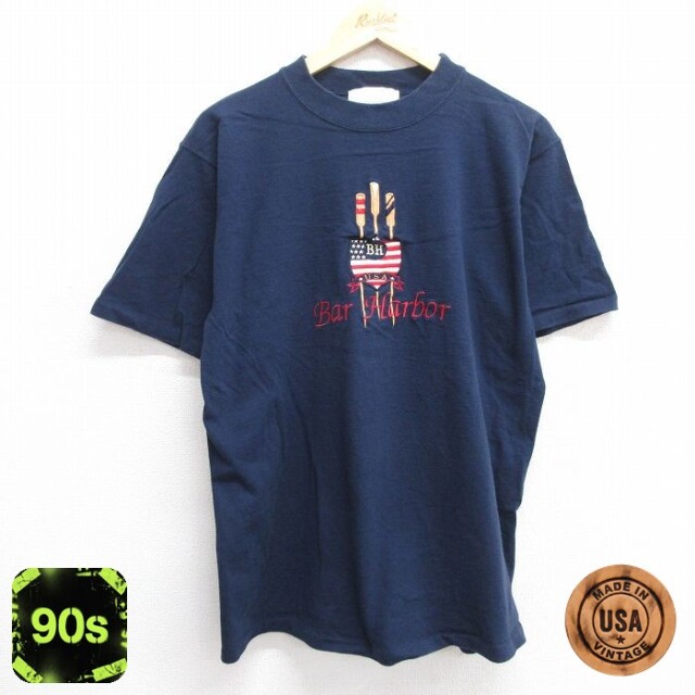 【50%OFF】90s 半袖Tシャツ Bar Harbor ネイビー L | 古着