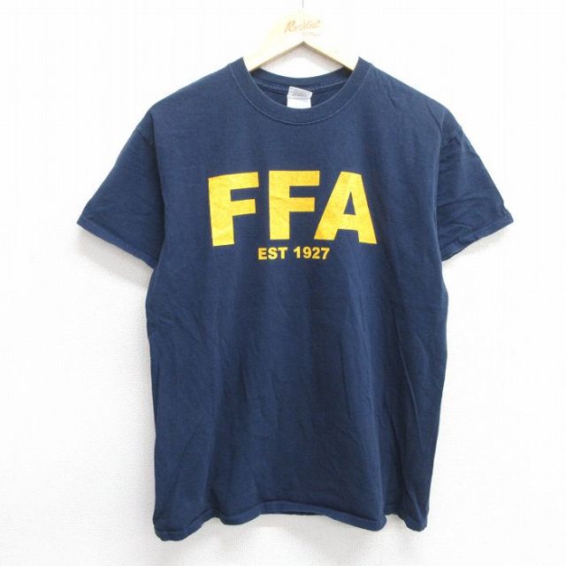 M★古着 半袖 ビンテージ Tシャツ メンズ 00年代 00s FFA コットン クルーネック 紺 ネイビー 25may23 中古