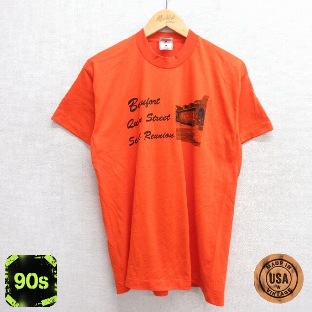 【50%OFF】フルーツオブザルーム 90s 半袖Tシャツ Queen Street オレンジ L | 古着