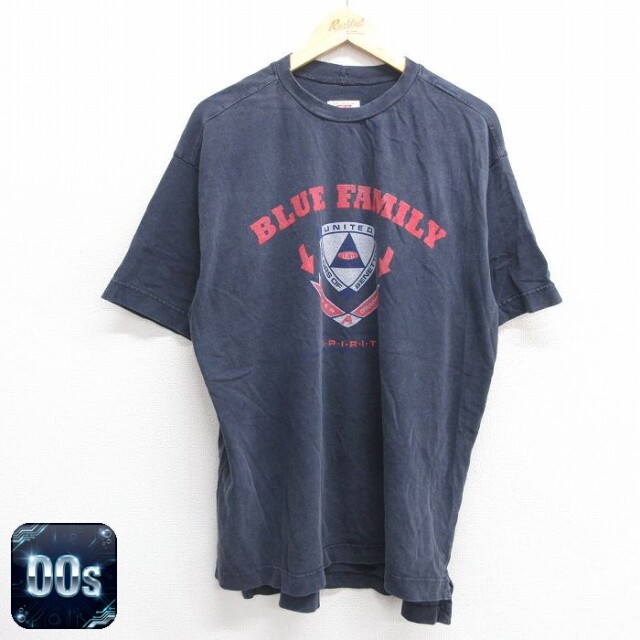 【50%OFF】ベネトン 00s 半袖Tシャツ BLUE FAMILY ネイビー XL | 古着