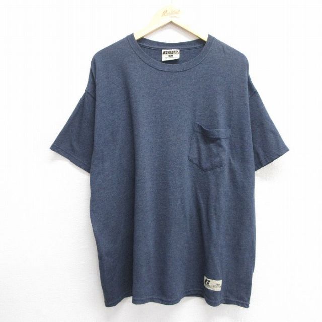 ラッセル 00s 半袖Tシャツ 胸ポケット付き ネイビー XL | 古着