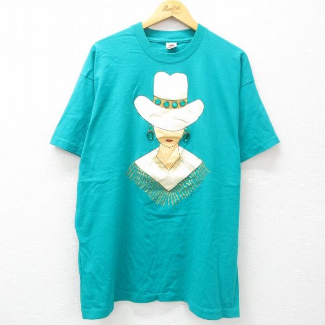 フルーツオブザルーム 90s 半袖Tシャツ ラメ ライトブルー XL | 古着