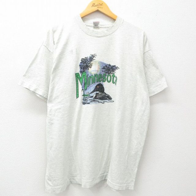 フルーツオブザルーム 90s 半袖Tシャツ ミネソタ鳥 グレー XL | 古着