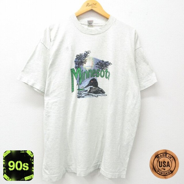 フルーツオブザルーム 90s 半袖Tシャツ ミネソタ鳥 グレー XL | 古着