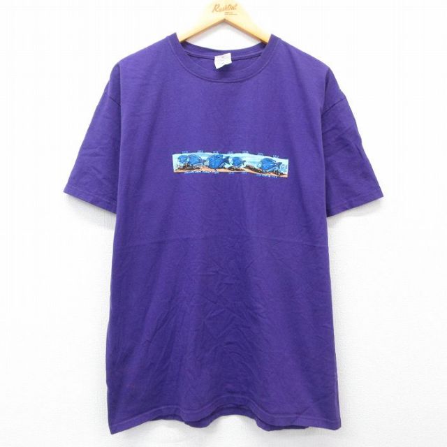 00s 半袖Tシャツ 魚 パープル XL | 古着