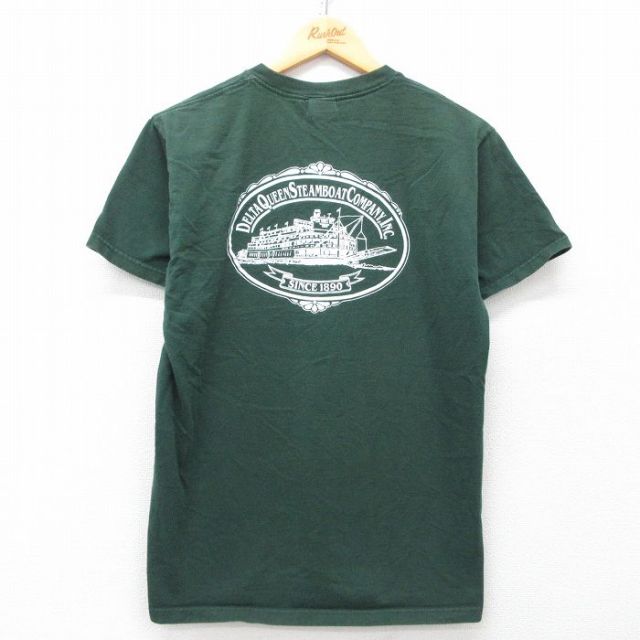 M★古着 フルーツオブザルーム 半袖 ビンテージ Tシャツ メンズ 00年代 00s 船 デルタクイーン コットン クルーネック 緑 グリーン 25may28 中古