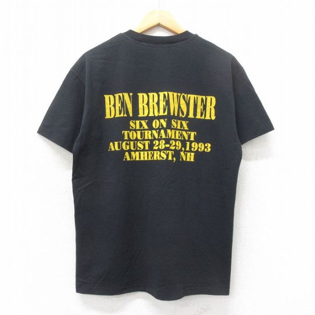 L★古着 半袖 ビンテージ Tシャツ メンズ 90年代 90s BEN BREWSTER サッカー クルーネック 黒 ブラック 25jun04 中古