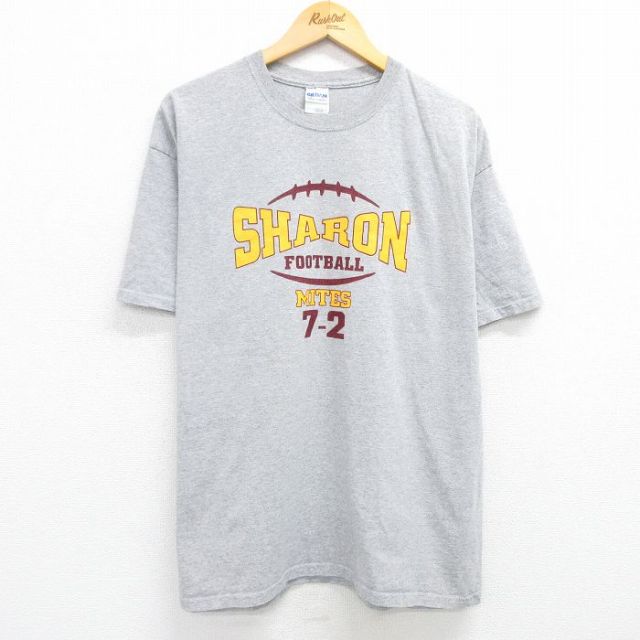 【50%OFF】XL★古着 半袖 ビンテージ Tシャツ メンズ 00年代 00s SHARON フットボール 大きいサイズ クルーネック グレー 霜降り 25may29 中古