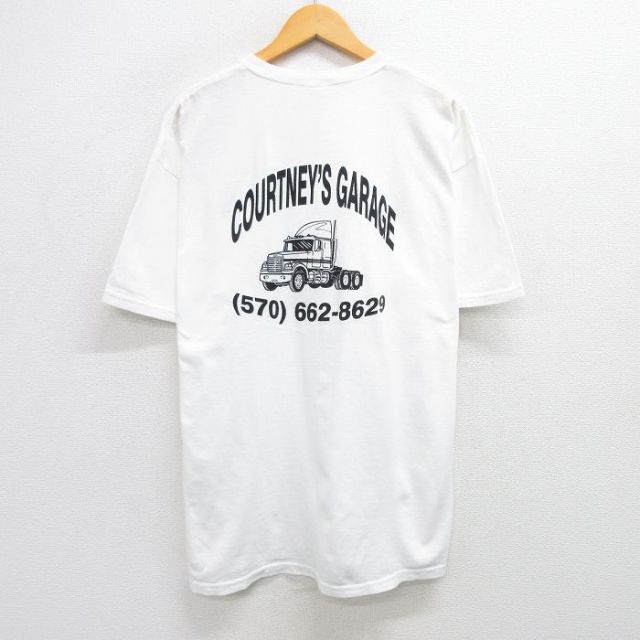 XL★古着 半袖 ビンテージ Tシャツ メンズ 00年代 00s トラック 大きいサイズ コットン クルーネック 白 ホワイト 25may29 中古