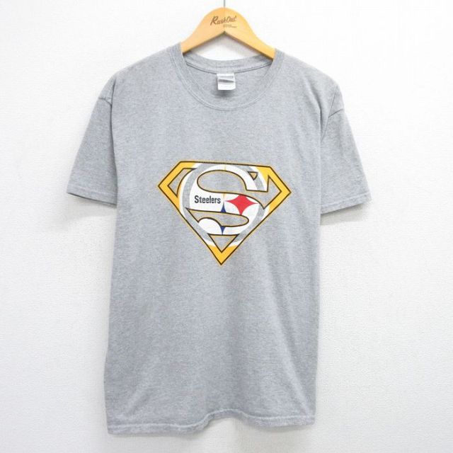 XL★古着 半袖 ビンテージ Tシャツ メンズ 00年代 00s NFL ピッツバーグスティーラーズ クルーネック グレー 霜降り アメフト スーパーボウル 25may29 中古