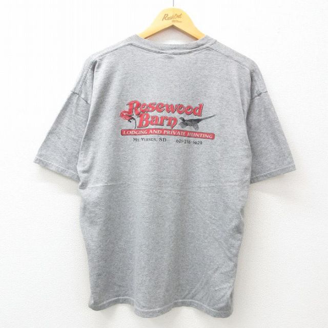 XL★古着 ジャージーズ 半袖 ビンテージ Tシャツ メンズ 00年代 00s Rose wood Barn 鳥 クルーネック 薄グレー 霜降り 25may29 中古