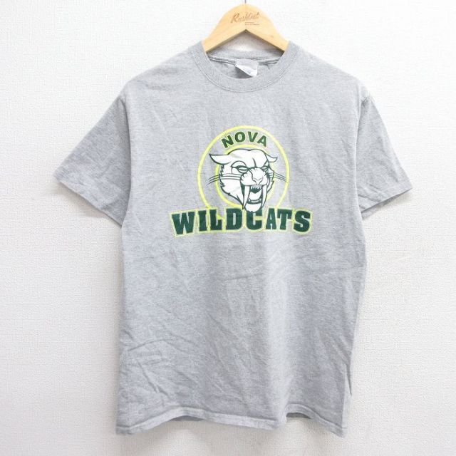 【50%OFF】M★古着 半袖 ビンテージ Tシャツ メンズ 00年代 00s ワイルドキャッツ クルーネック グレー 霜降り 25may29 中古