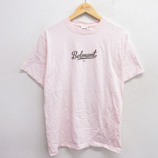 【50%OFF】M★古着 半袖 ビンテージ Tシャツ メンズ 00年代 00s ベルモント コットン クルーネック 薄ピンク 25may29 中古