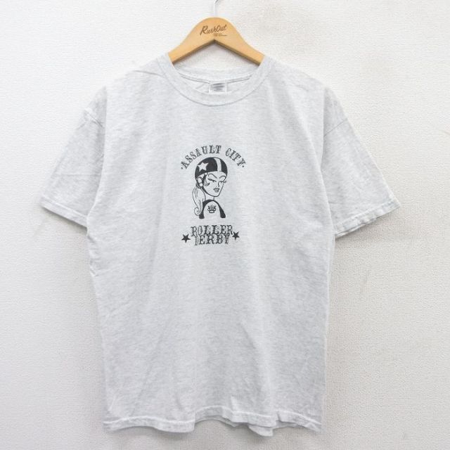 L★古着 半袖 ビンテージ Tシャツ メンズ 00年代 00s 女性 トーラーダービー クルーネック 薄グレー 霜降り 25may29 中古