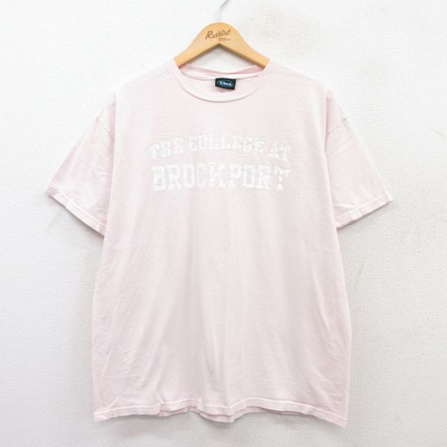 【20%OFF】L★古着 半袖 ビンテージ Tシャツ メンズ 00年代 00s ブロックポート カレッジ クルーネック 薄ピンク 25may29 中古