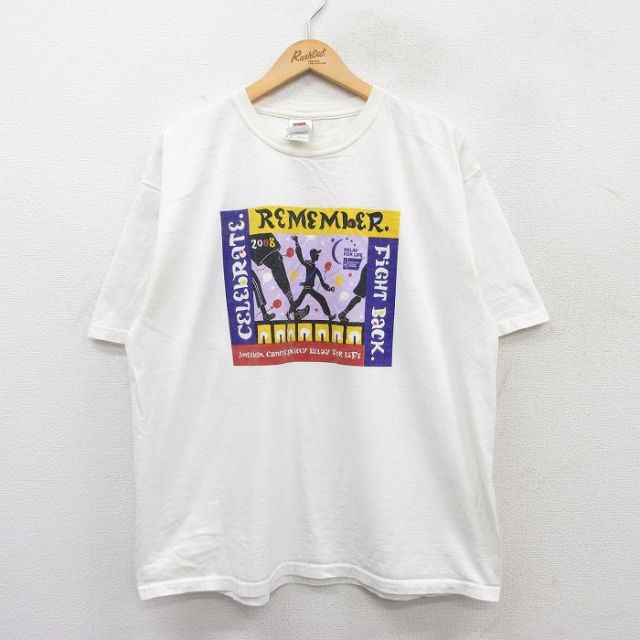 【50%OFF】XL★古着 フルーツオブザルーム 半袖 ビンテージ Tシャツ メンズ 00年代 00s 企業広告 風船 大きいサイズ コットン クルーネック 白 ホワイト 25may29 中古