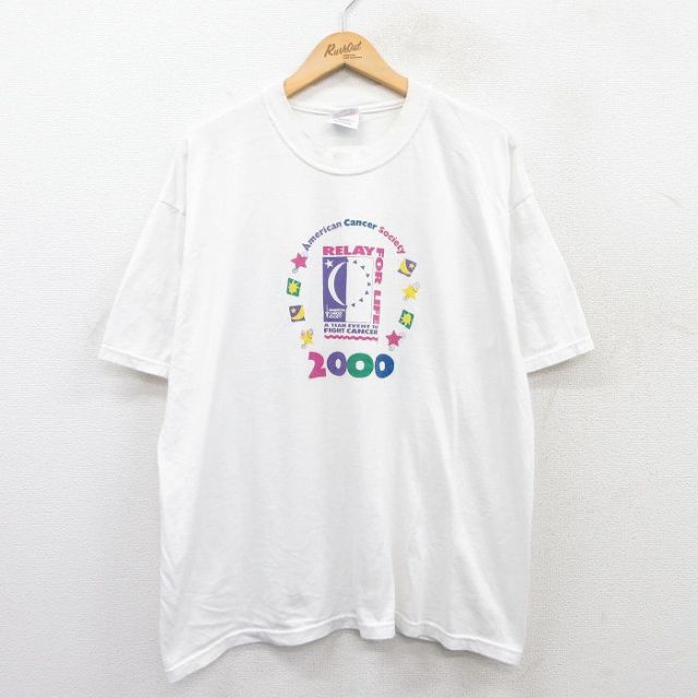 ヘインズ 00s 半袖Tシャツ 月太陽 ホワイト XL | 古着