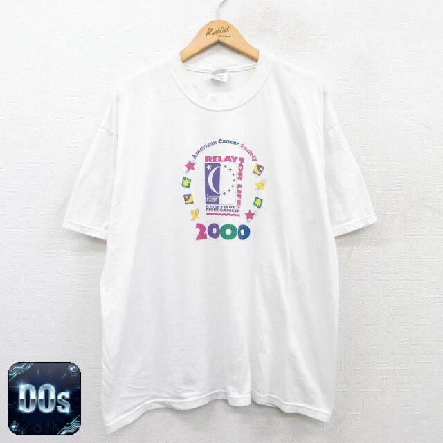 【50%OFF】ヘインズ 00s 半袖Tシャツ 月太陽 ホワイト XL | 古着