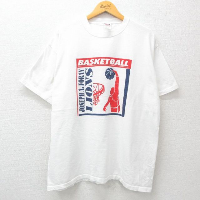 XL★古着 半袖 ビンテージ Tシャツ メンズ 00年代 00s バスケットボール ダンキンドーナツ 大きいサイズ コットン クルーネック 白 ホワイト 25may29 中古