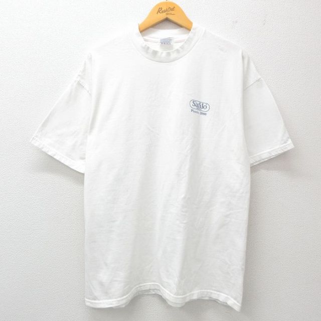 XL★古着 ヘインズ Hanes 半袖 ビンテージ Tシャツ メンズ 00年代 00s メガネ サフィロ コットン クルーネック 白 ホワイト 【spe】 25may29 中古