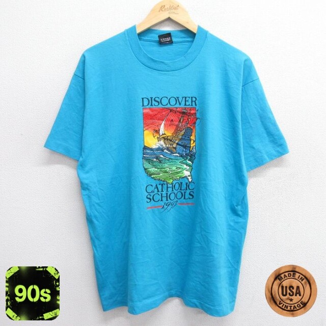 【50%OFF】スクリーンスターズ 90s 半袖Tシャツ 船 ライトブルー XL | 古着