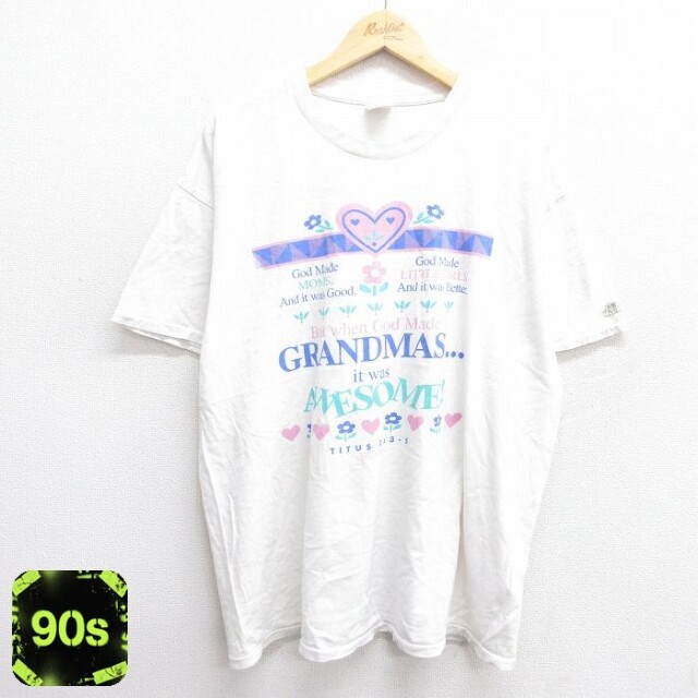【50%OFF】90s 半袖Tシャツ 花 ホワイト XL | 古着
