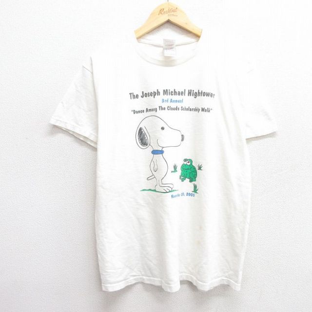 【20%OFF】L★古着 フルーツオブザルーム 半袖 ビンテージ Tシャツ メンズ 00年代 00s 犬 カエル コットン クルーネック 白 ホワイト 【spe】 25may31 中古