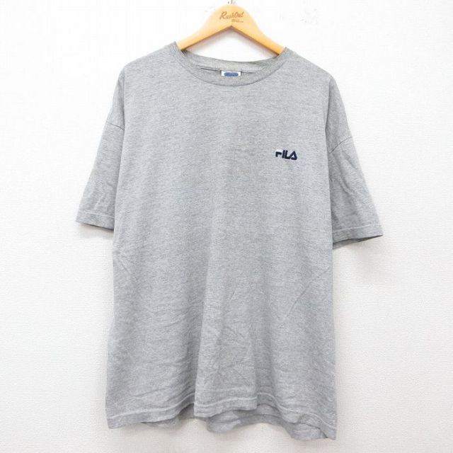 フィラ 90s 半袖Tシャツ ワンポイントロゴ グレー XL | 古着