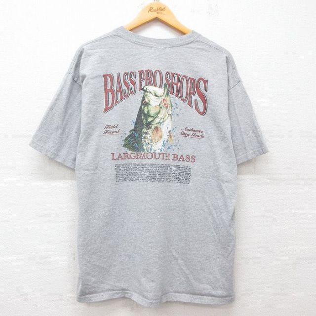 【50%OFF】XL★古着 半袖 ビンテージ Tシャツ メンズ 00年代 00s バスプロショップ 魚 大きいサイズ クルーネック グレー 霜降り 【spe】 25may31 中古