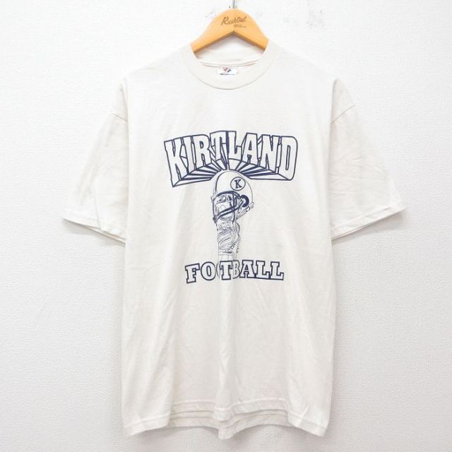 L★古着 ジャージーズ 半袖 ビンテージ Tシャツ メンズ 00年代 00s カートランド フットボール クルーネック 生成り 25may31 中古