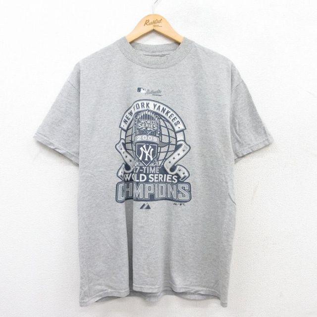 【50%OFF】XL★古着 半袖 ビンテージ Tシャツ メンズ 00年代 00s MLB ニューヨークヤンキース クルーネック グレー 霜降り メジャーリーグ ベースボール 野球 25jun02 中古