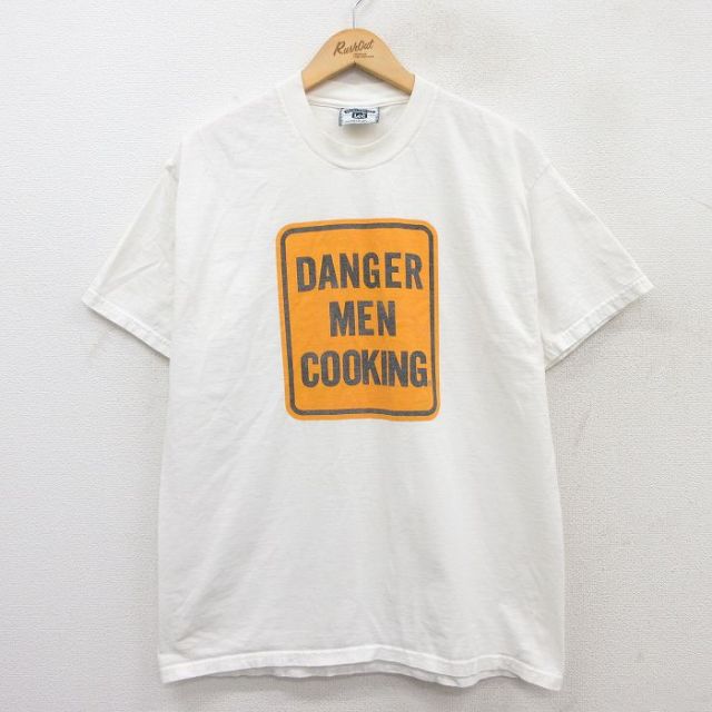 L★古着 リー Lee 半袖 ビンテージ Tシャツ メンズ 90年代 90s クッキング コットン クルーネック 白 ホワイト 25jun02 中古