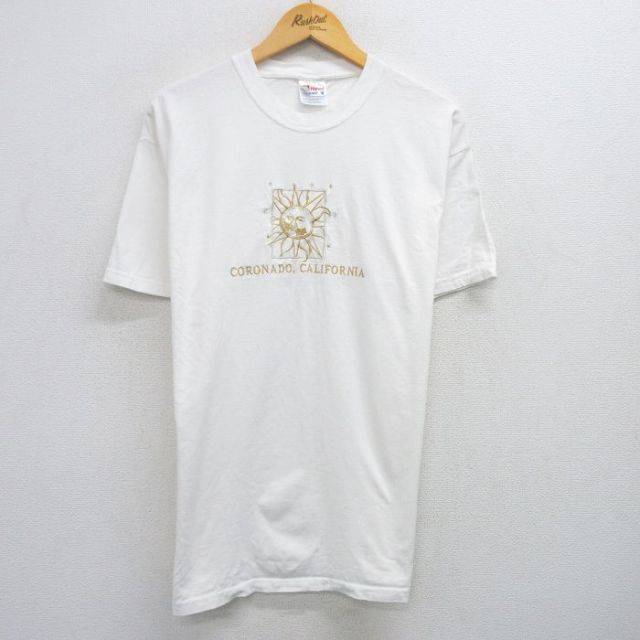 ヘインズ 00s 半袖Tシャツ 太陽刺繍 ホワイト XL | 古着