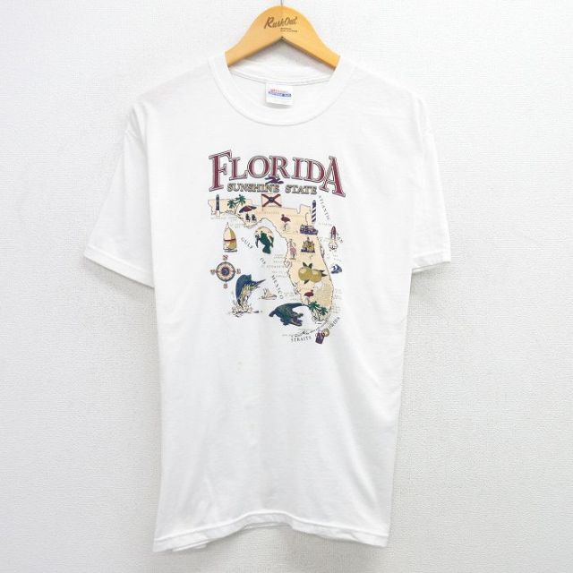 ヘインズ 00s 半袖Tシャツ フロリダ地図 ホワイト L | 古着