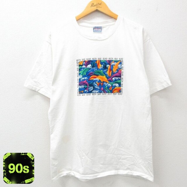 【50%OFF】All sport 90s 半袖Tシャツ イルカ ホワイト L | 古着