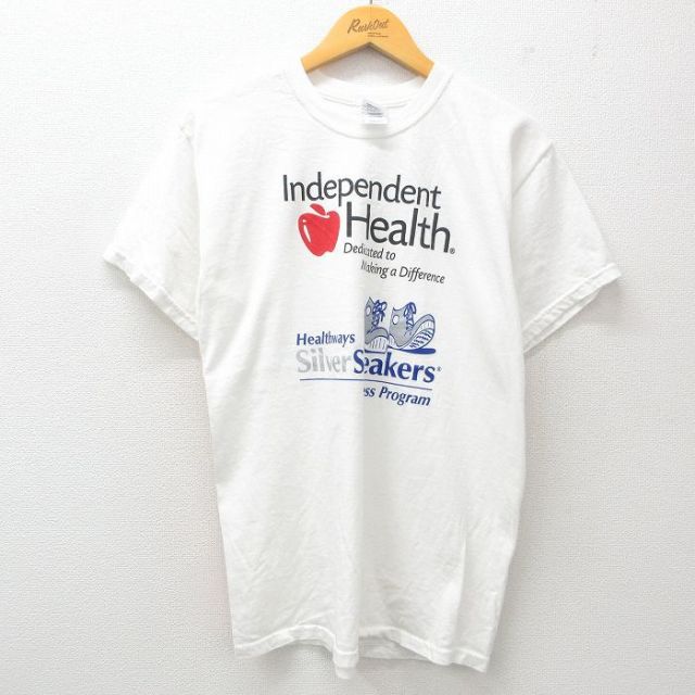 【50%OFF】M★古着 半袖 ビンテージ Tシャツ メンズ 00年代 00s スニーカー リンゴ コットン クルーネック 白 ホワイト 25jun02 中古
