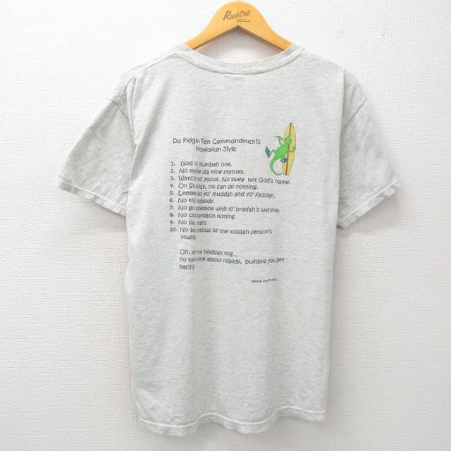 フルーツオブザルーム 00s 半袖Tシャツ トカゲサーフボード グレー霜降り L | 古着