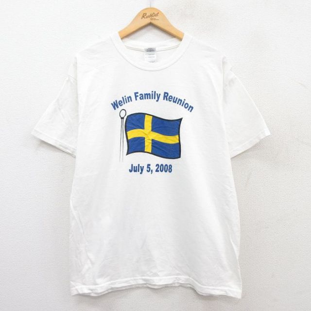 L★古着 半袖 ビンテージ Tシャツ メンズ 00年代 00s スウェーデン コットン クルーネック 白 ホワイト 25jun02 中古