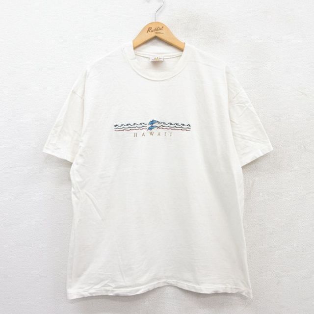 90s 半袖Tシャツ イルカ刺繍 ホワイト XL | 古着