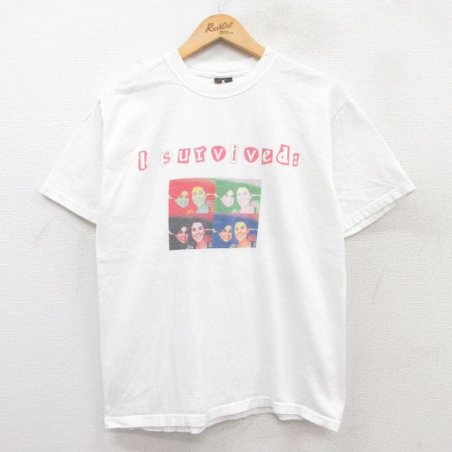 M★古着 ヘインズ Hanes 半袖 ビンテージ Tシャツ メンズ 00年代 00s フォトプリント 女性 コットン クルーネック 白 ホワイト 25jun02 中古