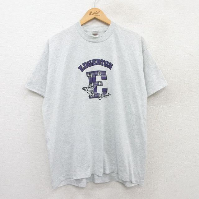 XL★古着 フルーツオブザルーム 半袖 ビンテージ Tシャツ メンズ 90年代 90s ユージン クルーネック USA製 薄グレー 霜降り 25jun02 中古