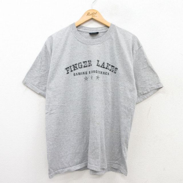 L★古着 MVスポーツ 半袖 Tシャツ メンズ フィンガーレイクス クルーネック グレー 霜降り 25jun02 中古