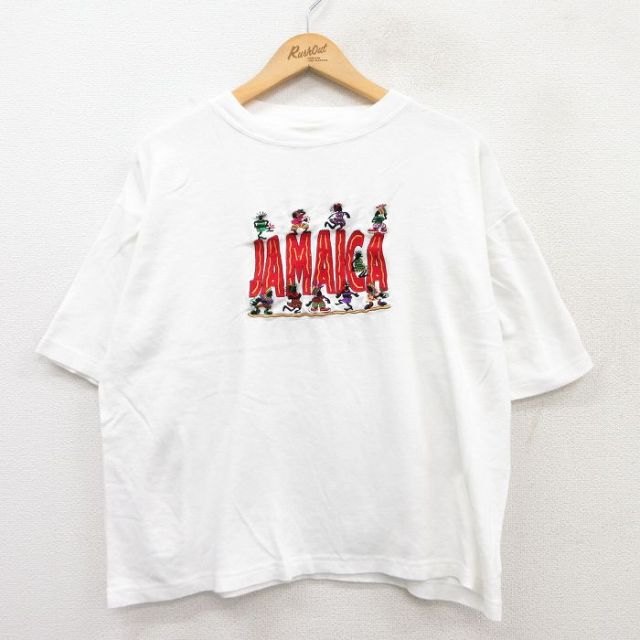 90s 半袖Tシャツ ジャマイカ刺繍 ホワイト XL | 古着