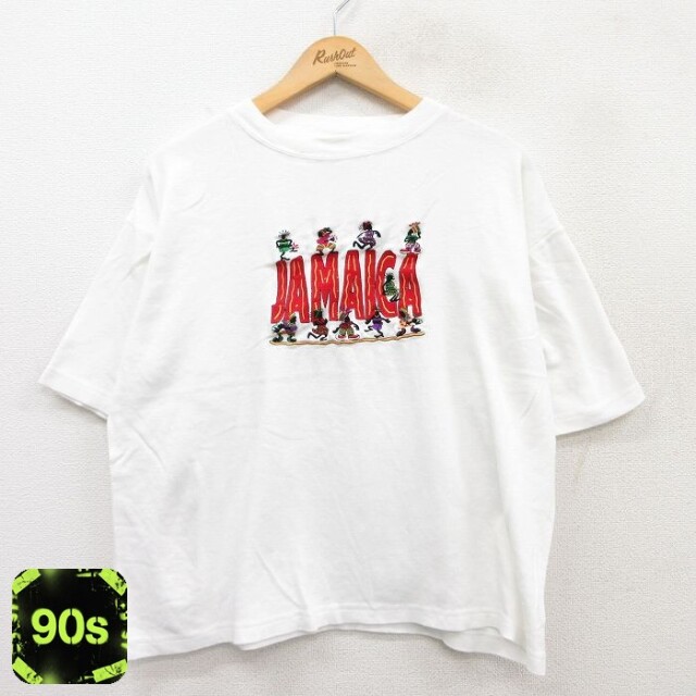 【50%OFF】90s 半袖Tシャツ ジャマイカ刺繍 ホワイト XL | 古着