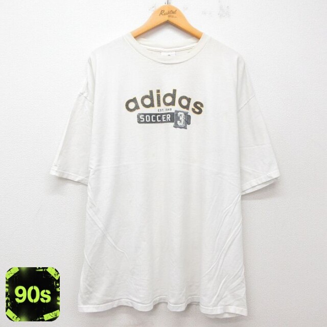 【50%OFF】アディダス 90s 半袖Tシャツ ビッグロゴ ホワイト XL | 古着