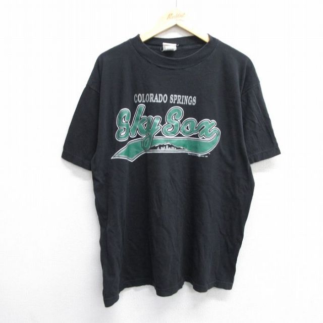 90s 半袖Tシャツ コロラドスプリングススカイソックス ブラック XL | 古着