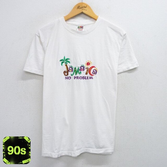 【50%OFF】フルーツオブザルーム 90s 半袖Tシャツ ジャマイカ刺繍 ホワイト L | 古着