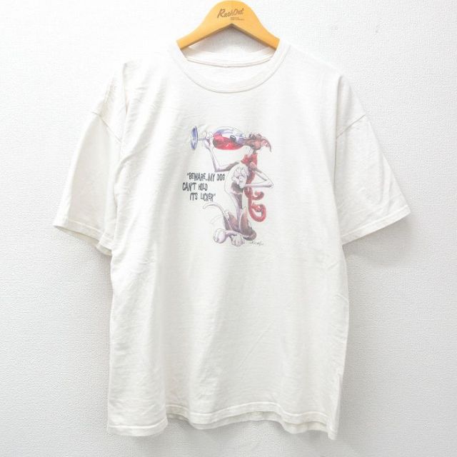 XL★古着 半袖 ビンテージ Tシャツ メンズ 00年代 00s 犬 大きいサイズ クルーネック 白 ホワイト 25jun03 中古