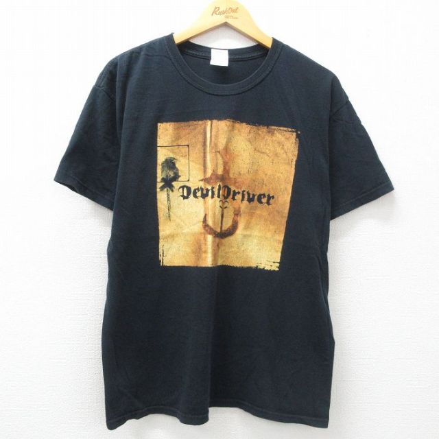 【50%OFF】L★古着 半袖 ビンテージ ロック バンド Tシャツ メンズ 00年代 00s デヴィルドライヴァー コットン クルーネック 黒 ブラック 25jun03 中古