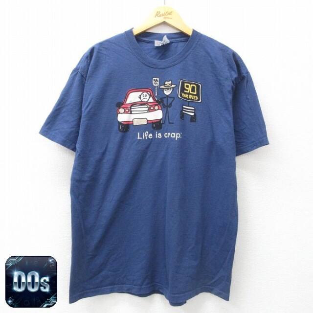 【50%OFF】00s 半袖Tシャツ Life is crap ネイビー XL | 古着